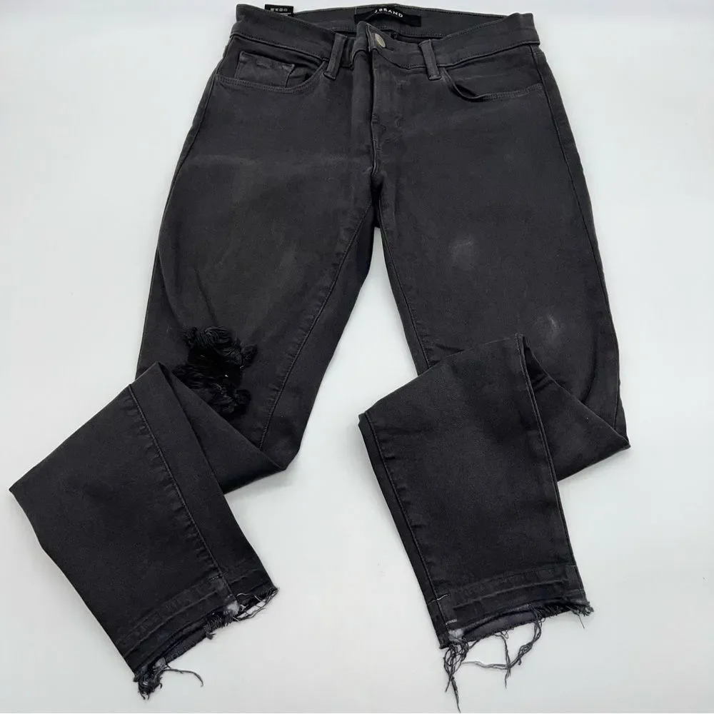 J Brand Factory Distressed Cropped Demen Grey Mid-Rise w/Raw un-Hem Size 25